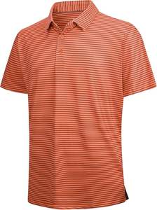 Polo de Golf a rayas de manga corta para hombre, que absorbe la humedad, ajuste de rendimiento, decoración de botones, Material de tela - Product Image 6