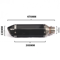 Pipa Ventilasi Knalpot Sepeda Motor Universal 38-51Mm dengan Peredam Suara 310/370/470/570Mm Baja Tahan Karat untuk Sepeda Jalanan ATV