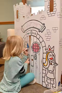 OEM grande 3D pintado Casa de cartón creativo DIY dibujo Doodle niños casa juego de bloques de construcción para niños pintura Graffiti - Product Image 2