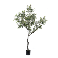 Pohon Bonsai Plastik Dekorasi Dalam & Luar Ruangan, Bunga Ceri Buatan Besar, Pisang, Palem, Zaitun, Pinus, Ficus Benjamina