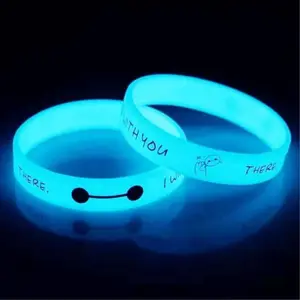 Glow In Dark Silicone Bracelet Custom Luminous Silicone Wristband Embossed Debossed Support Luminous Silicone Wristband
