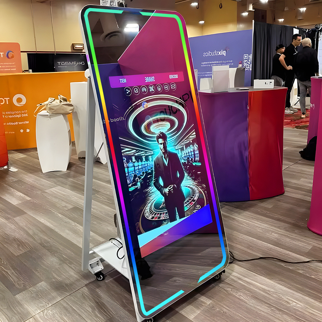Newest 65inch Mirror Photo Booth Machine With 32inch Touch Screen Portable Selfie Magic Mirror Photobooth Touch Screen