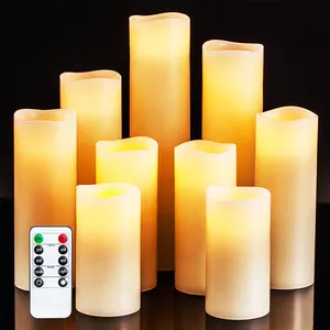 3D Real Flame Gold Flameless Candles Remote Controlled Real Wax Battery Operated LED Candles