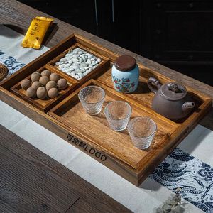 Solid Wood <b>Tray</b> Multifunctional Tea And <b>Snack</b> Serving Plate For Fruit Display And Storage With Compartment Design - Product Image 3