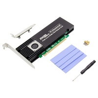 Kartu Ekspansi Penyimpanan SSD M.2 NVMe Empat Port PCIe 3.0 X16 ASM2824 Bersertifikasi ROHS Berbahan Logam Tersedia dalam Stok