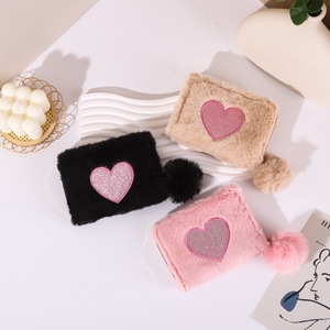 Monedero de felpa con cremallera bordada de amor, cartera corta para dinero, bolso de mano bordado, bolsa de identificación, soporte para <span class=keywords><strong>pasaporte</strong></span> - Product Image 1