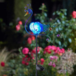 Solar Peacock Glass Garden <b>Light</b> <b>Led</b> Water Resistant Outdoor Decor Free Standing - Product Image 4