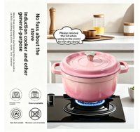 Cocotte en fonte émaillée LFGBFDA, pot de cuisson avec logo personnalisé sur le bouton, compatible induction et gaz, vente en gros, ustensile de cuisine