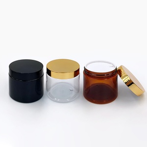 Nouveau pot en plastique PET de 100g, 4oz, 200g, 250g, 500g, couleur ambre, noir, blanc, transparent, avec couvercle doré ou argenté pour l'emballage cosmétique - Product Image 6