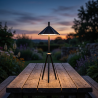Lampe de table LED décorative d'extérieur pour bistrot, trépied métallique personnalisé en usine, variateur tactile 3 niveaux, fonctionne sur batterie 5200 mAh