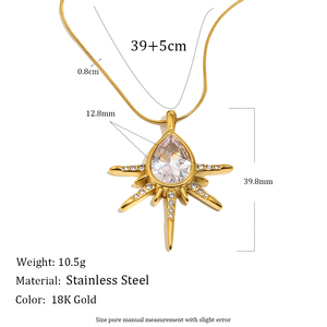 Collana con Pendente Dreamshow a Goccia d'Acqua con Zirconi, Placcata in Oro 18k, Gioiello in Acciaio Inossidabile, <span class=keywords><strong>Regalo</strong></span> per la <span class=keywords><strong>Festa</strong></span> <span class=keywords><strong>della</strong></span> <span class=keywords><strong>Mamma</strong></span> - Product Image 3