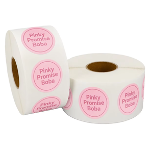 สติ๊กเกอร์ติดถ้วยขนมหวาน ฉลากกาวกันน้ำทรงกลมสำหรับขนมหวาน ดีไซน์สีชมพู - Product Image 2