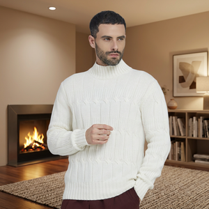Pull en tricot à col roulé à manches longues pour homme, en cachemire écologique, fabriqué en Italie, anti-boulochage - Product Image 3