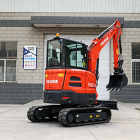Miniexcavadora de 3 Toneladas, Excavadora de Orugas Hidráulica con Acoplador Rápido, Múltiples Accesorios Opcionales, Máquina de Construcción con Motor y Caja de Cambios