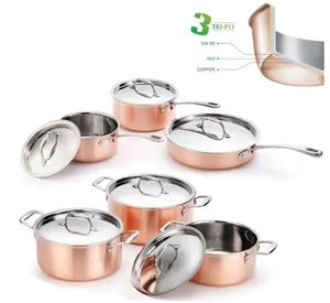 מוצרים חדשים 3 רובדי נחושת מטבח כלי cookwareset