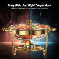 Ensemble de buffet de luxe 5QT en acier inoxydable pour maintien au chaud des aliments, idéal pour la restauration, les mariages et les événements.