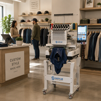 Machine à broder domestique 1 tête 9/12/15 aiguilles 1200 tr/min 360*200mm pour broderie plate et casquettes