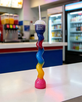Gobelet créatif ondulé torsadé en plastique pour slushie, long, avec couvercle et paille, idéal pour les boissons froides de piscine, de bar et de festival
