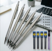 Crayon mécanique automatique en métal Bview Art 0,3 mm 0,5 mm 0,7 mm 0,9 mm 1,3 mm 2 mm 3 mm pour le dessin, l'écriture et le croquis