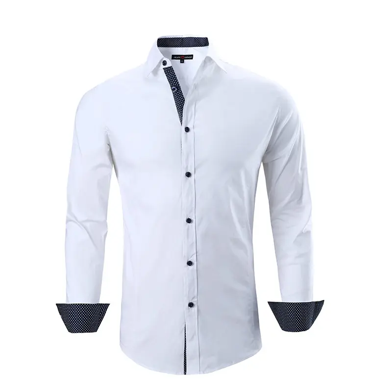 Camisa de manga comprida para homens, camisa formal de cor sólida para negócios e casual de alta qualidade, plus size, de manga comprida lisa
