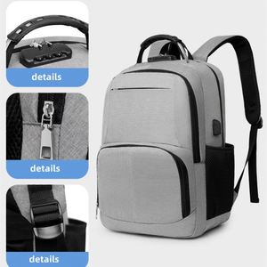 Sac à dos d'affaires antivol simple, sac à dos de voyage en Oxford pour étudiant, sac pour ordinateur avec port de charge USB - Product Image 4