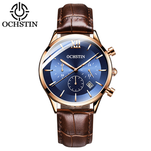 OCHSTIN Man WristWatch Chronograph Auto Date Sport Men Watch Quartz Luxury Leather <strong>Retro</strong> Male <strong>Clock</strong> 6129 - Product Image 1