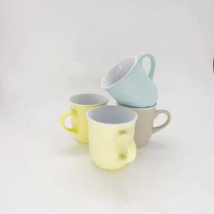 Tazze di latte in ceramica personalizzate direttamente in fabbrica smalto colorato opaco personalizzato all'interno della glassa bianca direttamente dalla fonte - Product Image 1