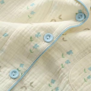 Nouvel Ensemble de Pyjama Femme en <span class=keywords><strong>Gaze</strong></span> <span class=keywords><strong>Double</strong></span> Couche Printemps/Automne, Col Rabattu, Prêt-à-Porter, Manches Longues 100% Coton - Product Image 4
