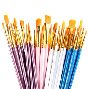 Good Quality Art Soft Stationery Nylon Wool Plastic Pen Holder Drawing Gouache Water Painting Brush Set