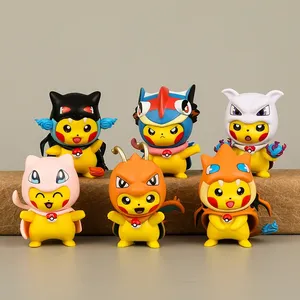 6 pièces Pokemoned Pikachu figurine ensemble Kawaii Anime Cosplay déguisement PVC modèle poupées jouets à collectionner cadeau pour les enfants Fans - Product Image 1