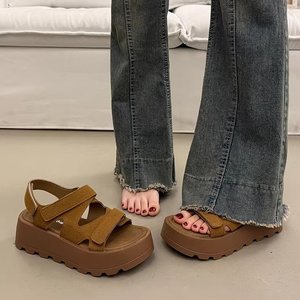 Sandalias Retro de Plataforma para Mujer, Diseño con Velcro, Transpirables, Ligeras, Impermeables, para Verano, Aumentan la Estatura, Casuales, para Playa y Vacaciones - Product Image 2