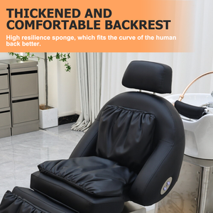 Sillón Reclinable Multifuncional para Salón de Belleza, Silla Giratoria para Lavado de Cabeza con Lavabo de Cerámica - Product Image 5