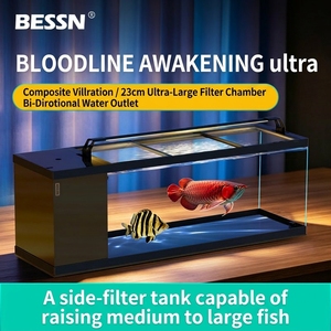 JSD BESSN Ultra 32 40 48 Zoll Verbreitertes Seitenfilter-Arowana-Aquarium aus Eisenarmem Klarglas für Große Tropische Fische - Product Image 3