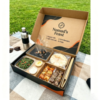 Nouvelles boîtes à barbecue arabes à emporter avec brochettes en papier, grilles intégrées et compartiment à charbon de bois pour kebabs et grillades