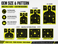Cibles de tir réactives haute visibilité 18x24 pouces, silhouettes multi-zones pour entraînement, OEM, marque privée, vente en gros personnalisée