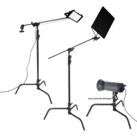 Kit de support C-Stand 40'' noir 3,3 m/11' avec base de support détachable et ensemble de bras - Noir mat, acier inoxydable lourd de qualité supérieure