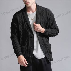 Personalizzato OEM e ODM uomo Twist <span class=keywords><strong>Cardigan</strong></span> maglioni con scollo a V maglione di lana <span class=keywords><strong>Cardigan</strong></span> <span class=keywords><strong>nero</strong></span> aperto Botton <span class=keywords><strong>Cardigan</strong></span> oversize lavorato a maglia di <span class=keywords><strong>cotone</strong></span> - Product Image 2