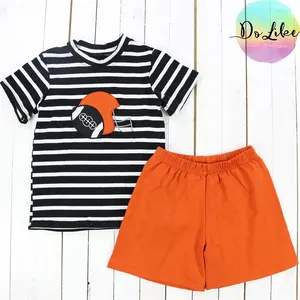 Pretty baseball item new design with embroidery kids outfit spring summer children clothing latest daily wear sets
