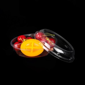 Envase Redondo Desechable de Plástico para Ensalada de Frutas con Tapa, 3 Compartimentos, Envase para Frutos Secos - Product Image 4
