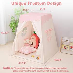 HAND MADE QUALITY & EASY SET UP Made from durable polyester and reinforced PVC <b>frames</b> Kids Play <b>Tent</b> - Product Image 3