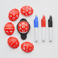 Kit d'outils de marquage de lignes pour balles de golf avec 36 motifs et stylo pour l'alignement du putting - Rouge/Noir, Pack 1+6, Accessoires de golf