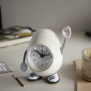 Nette kleine Eiform <span class=keywords><strong>lustige</strong></span> Haupt dekorative Kinder tisch <span class=keywords><strong>Wecker</strong></span> Reloj Schreibtisch uhr - Product Image 3