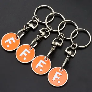 Wholesale Custom Metal Euro Shopping Cart Trolley Coin Holder Keychain, Token Coin Keyring