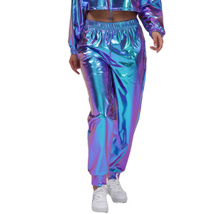 <span class=keywords><strong>Pantalones</strong></span> de Baile de Calle Brillantes <span class=keywords><strong>para</strong></span> Mujer, Estilo Hip Hop, de Piel Sintética Holográfica Metálica, Anchos y Holgados, <span class=keywords><strong>para</strong></span> Fiesta, Jazz, Disfraz, Cosplay - Product Image 4