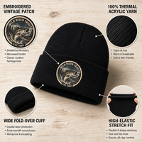 Bonnet en acrylique personnalisé avec patch tissé, bonnet chaud d'hiver unisexe en tricot pour la pêche et les activités de plein air, bonnet de pêcheur, fabrication en usine