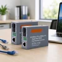 Convertisseur de média fibre optique FTTH 10/100M HTB3100 25KM A/B Monomode Monofibre POE/GSM/GPRS Interface SC Métal de haute qualité