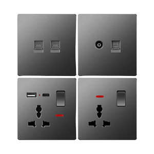 สวิตช์ไฟติดผนัง Pano.V SNI 86 มม. สีเทา สัมผัสนุ่ม 16A 250V แบบสองขั้ว 1/2/3/4 ช่อง พร้อมไดร์มเมอร์ พัดลม ช่องเสียบแบบ UK และพอร์ต USB Type-C - Product Image 1