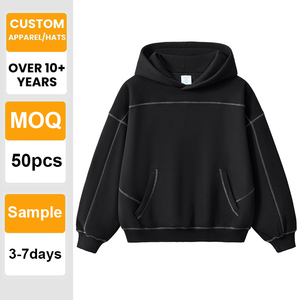 Sweat-shirt à capuche surdimensionné de qualité supérieure, personnalisé, en gros, broderie dégradée, poids lourd, vierge, 400GSM - Product Image 1