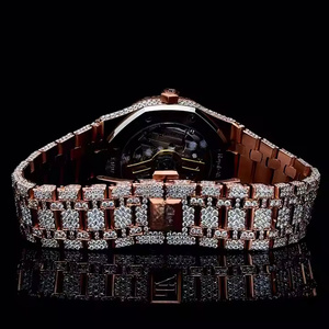 Montre de luxe pour homme en acier inoxydable à quartz avec diamants en moissanite, épaisseur de 5 mm, pour le bureau et les cadeaux haut de gamme - Product Image 4