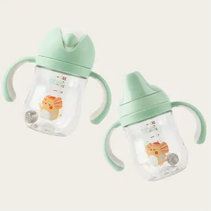 Baby Handle Feeding Bottle Baby First Straw Bottle Training Bottle With Weighted Straw Anti-Chocking For Baby